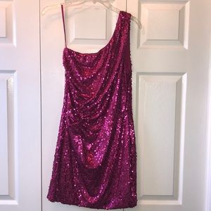 Sequin hot pink homecoming dress